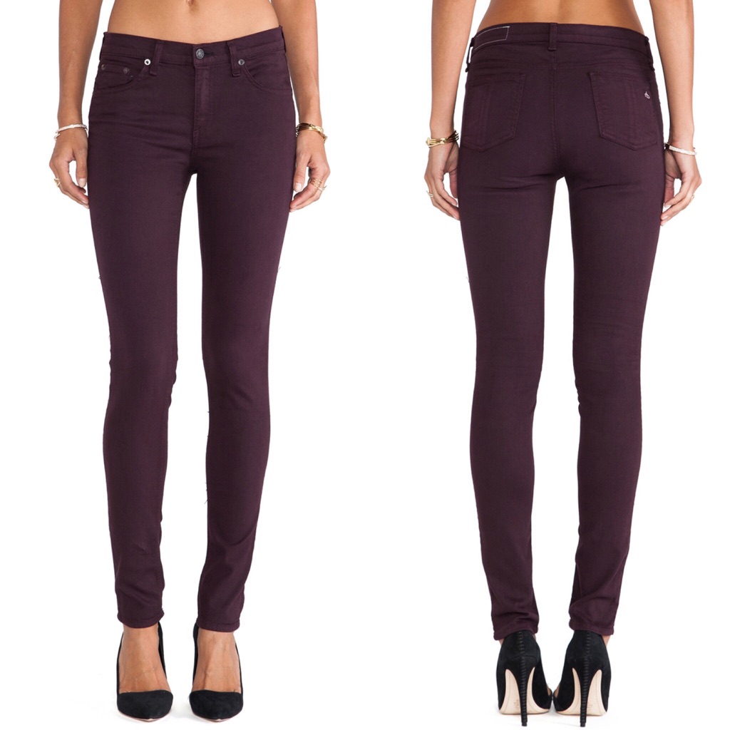 Rag & Bone/Jean The Skinny In Distressed Wine 26